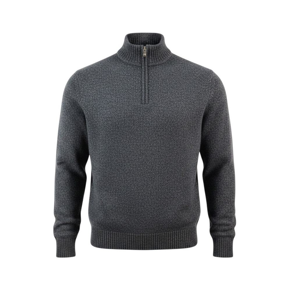 Enzo Mantovani 100% Wool Quarter Zip Sweater Men's Large Gray Knit Pullover